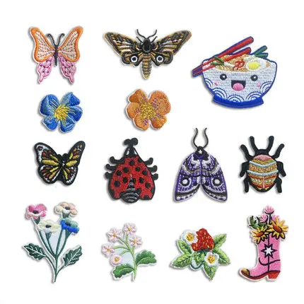 Cartoon flower butterfly embroidered fabric patch,2024-07-06 15:21:51